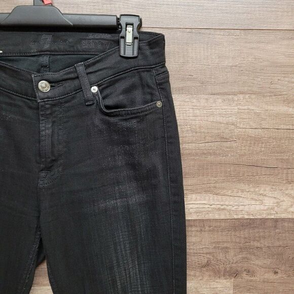 7 For All Mankind The Ankle Skinny Jeans in Black Sand Broken Twill Size 27 - Picture 7 of 16